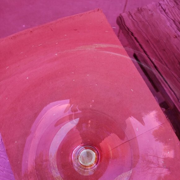 Large Vtg Hand Blown Red‎ Cranberry Glass Brandy Snifter Clear Stem - Picture 8 of 8